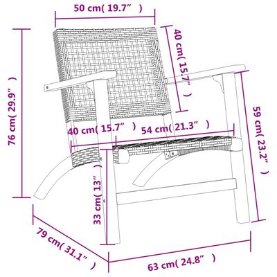 vidaXL Gartenstühle 2 Stk. Schwarz Poly Rattan und Akazienholz