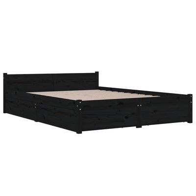 vidaXL Bett mit Schubladen Schwarz 140x190 cm