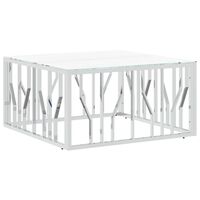 vidaXL Couchtisch Silbern 80x80x40 cm Edelstahl und Glas