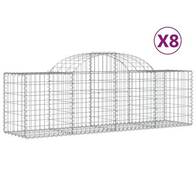 vidaXL Gabionen mit Hochbogen 8 Stk. 200x50x60/80 cm Verzinktes Eisen