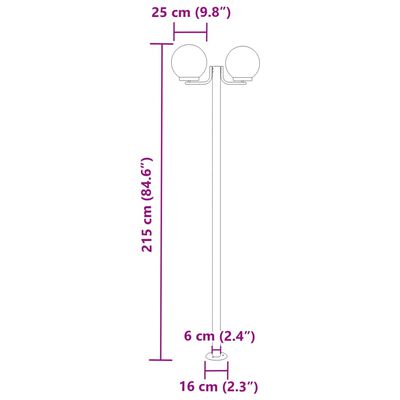 vidaXL Wegeleuchten 3 Stk. Silbern 215 cm Edelstahl