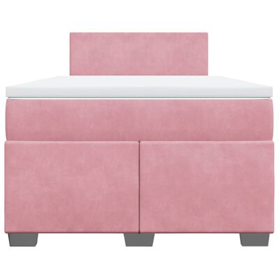 vidaXL Boxspringbett mit Matratze Rosa 120x200 cm Samt