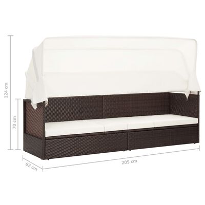 vidaXL Gartensofa mit Sonnendach Poly Rattan Braun