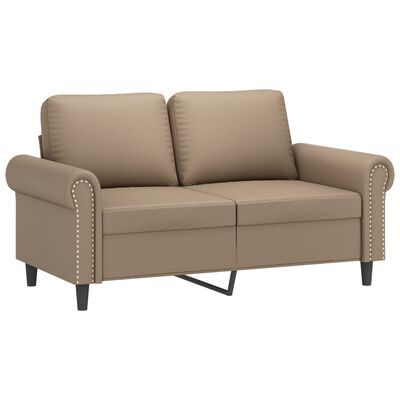 vidaXL 2-Sitzer-Sofa mit Zierkissen Cappuccino-Braun 120 cm Kunstleder