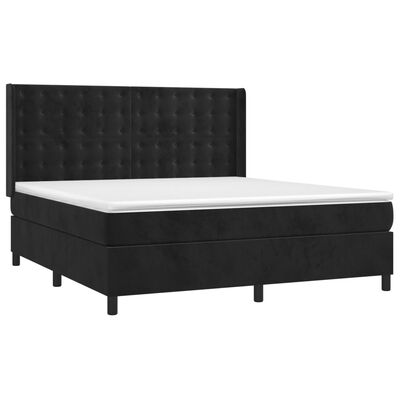 vidaXL Boxspringbett mit Matratze & LED Schwarz 160x200 cm Samt