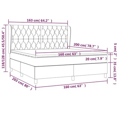 vidaXL Boxspringbett mit Matratze Creme 160x200 cm Stoff