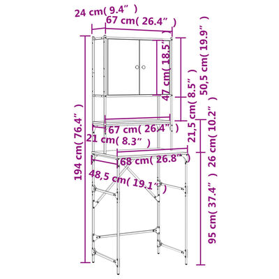 vidaXL Waschmaschinenschrank Sonoma-Eiche 68x48,5x194 cm