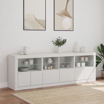 vidaXL Sideboard mit LED-Leuchten Weiß 202x37x67 cm