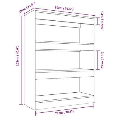 vidaXL Bücherregal/Raumteiler Sonoma-Eiche 80x30x103 cm Holzwerkstoff