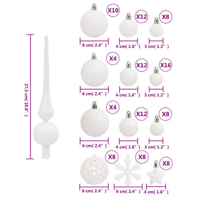 vidaXL 111-tlg. Weihnachtskugel-Set Weiß Polystyrol