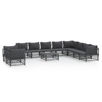 vidaXL 11-tlg. Garten-Lounge-Set mit Kissen Anthrazit Stahl