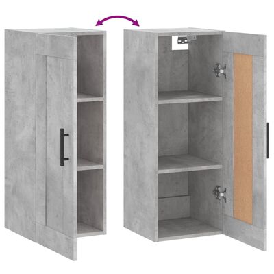 vidaXL Wandschrank Betongrau 34,5x34x90 cm Holzwerkstoff