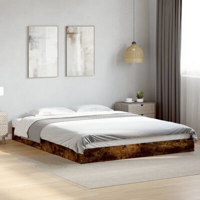 vidaXL Bettgestell ohne Matratze Räuchereiche 150x200 cm Holzwerkstoff