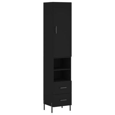 vidaXL Highboard Schwarz 34,5x34x180 cm Holzwerkstoff