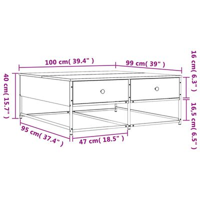 vidaXL Couchtisch Sonoma-Eiche 100x99x40 cm Holzwerkstoff