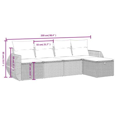 vidaXL 5-tlg. Garten-Sofagarnitur mit Kissen Schwarz Poly Rattan