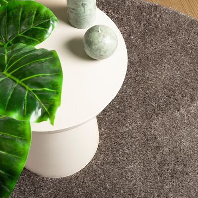 vidaXL Teppich ISTAN Hochflor Glänzend Grau Ø 100 cm