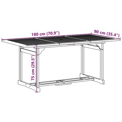 vidaXL 7-tlg. Garten-Essgruppe 180x90x75 cm Massivholz Akazie