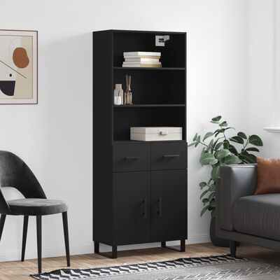 vidaXL Highboard Schwarz 69,5x34x180 cm Holzwerkstoff