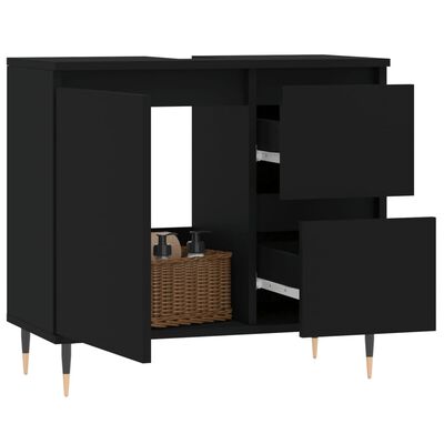 vidaXL Badschrank Schwarz 65x33x60 cm Holzwerkstoff