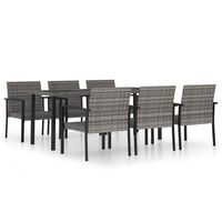 vidaXL 7-tlg. Garten-Essgruppe Poly Rattan Grau