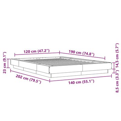 vidaXL Bettgestell Weiß 120x190 cm Holzwerkstoff