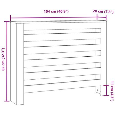 vidaXL Heizkörperverkleidung Betongrau 104x20x82 cm Holzwerkstoff