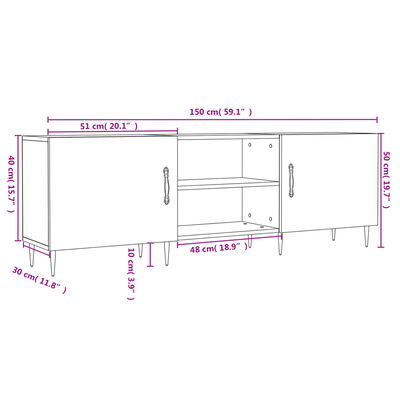 vidaXL TV-Schrank Sonoma-Eiche 150x30x50 cm Holzwerkstoff