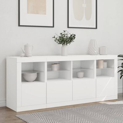 vidaXL Sideboard mit LED-Leuchten Weiß 163x37x67 cm