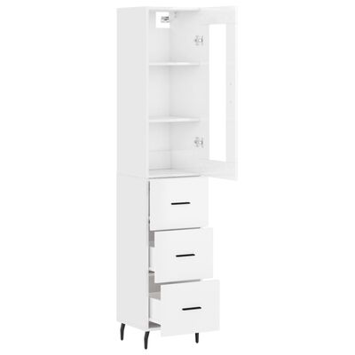 vidaXL Highboard Hochglanz-Weiß 34,5x34x180 cm Holzwerkstoff