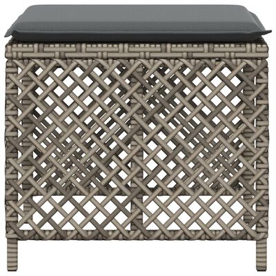 vidaXL Gartenhocker mit Kissen 4 Stk. Grau 41x41x36 cm Poly Rattan