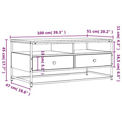 vidaXL Couchtisch Sonoma-Eiche 100x51x45 cm Holzwerkstoff