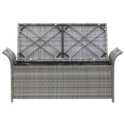 vidaXL Sitzbank mit Stauraum und Kissen Grau 138 cm Poly Rattan