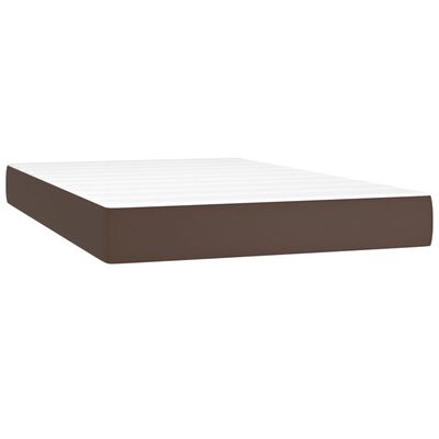 vidaXL Boxspringbett mit Matratze & LED Braun 120x200 cm Kunstleder