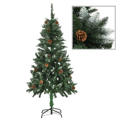 vidaXL Künstlicher Weihnachtsbaum mit Beleuchtung Kugeln Zapfen 150 cm