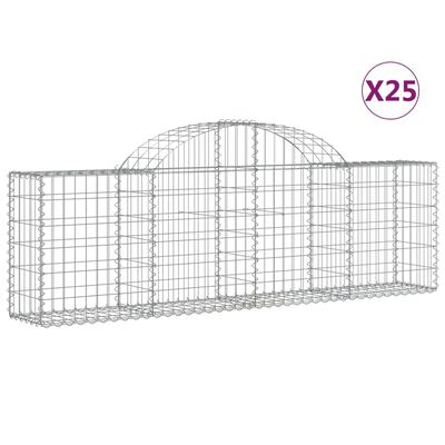 vidaXL Gabionen mit Hochbogen 25 Stk. 200x30x60/80 cm Verzinktes Eisen