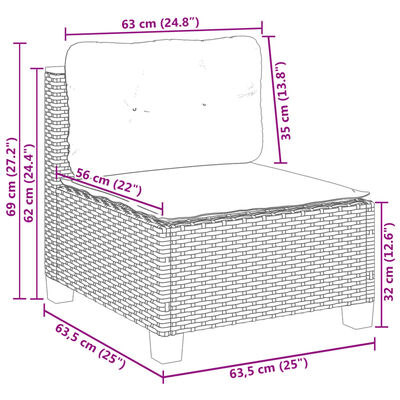 vidaXL 7-tlg. Garten-Sofagarnitur mit Kissen Grau Poly Rattan