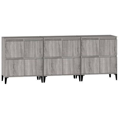 vidaXL Sideboards 3 Stk. Grau Sonoma 60x35x70 cm Holzwerkstoff