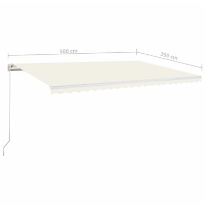 vidaXL Markise Manuell Einziehbar mit LED 500x350 cm Creme