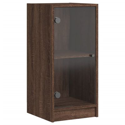 vidaXL Beistellschrank mit Glastüren Braun Eichen-Optik 35x37x75,5 cm