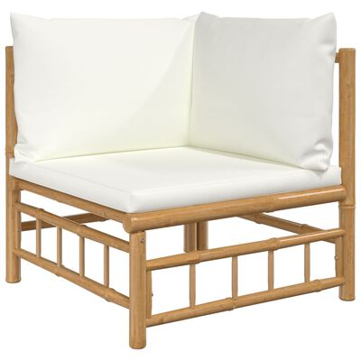 vidaXL 9-tlg. Garten-Lounge-Set mit Cremeweißen Kissen Bambus