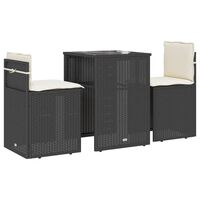 vidaXL 3-tlg. Bistro-Set mit Kissen Schwarz Poly Rattan