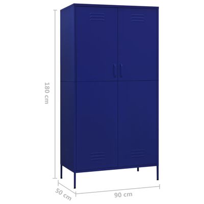 vidaXL Kleiderschrank Marineblau 90x50x180 cm Stahl