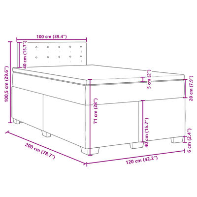 vidaXL Boxspringbett mit Matratze Schwarz 120x200 cm Kunstleder