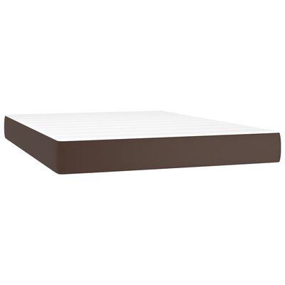 vidaXL Boxspringbett mit Matratze Braun 140x200 cm Kunstleder