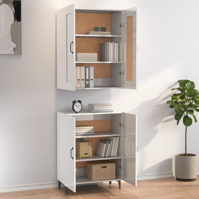 vidaXL Highboard Hochglanz-Weiß 70x34x180 cm Holzwerkstoff