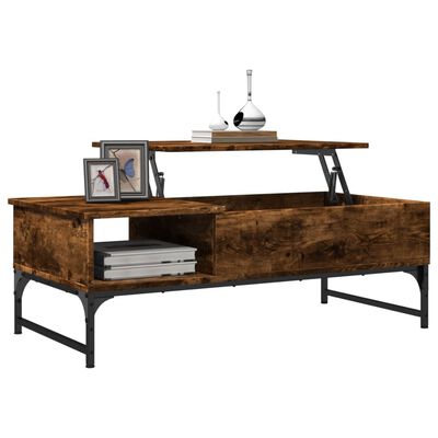 vidaXL Couchtisch Räuchereiche 100x50x35 cm Holzwerkstoff und Metall