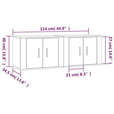 vidaXL TV-Wandschränke 2 Stk. Weiß 57x34,5x40 cm