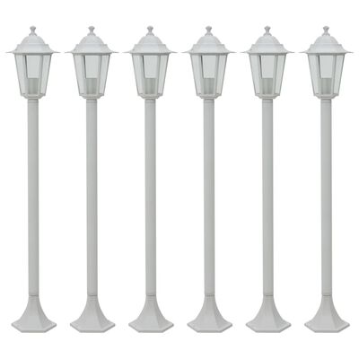 vidaXL Garten-Pollerleuchte 6 Stk. E27 110 cm Aluminium Weiß