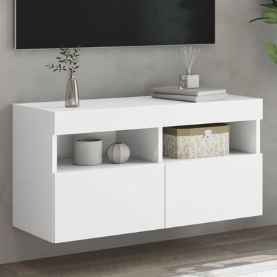 vidaXL TV-Wandschrank mit LED-Leuchten Weiß 80x30x40 cm